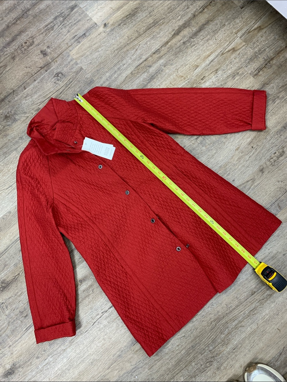 Eileen Fisher Quilted Red Lightweight Jacket